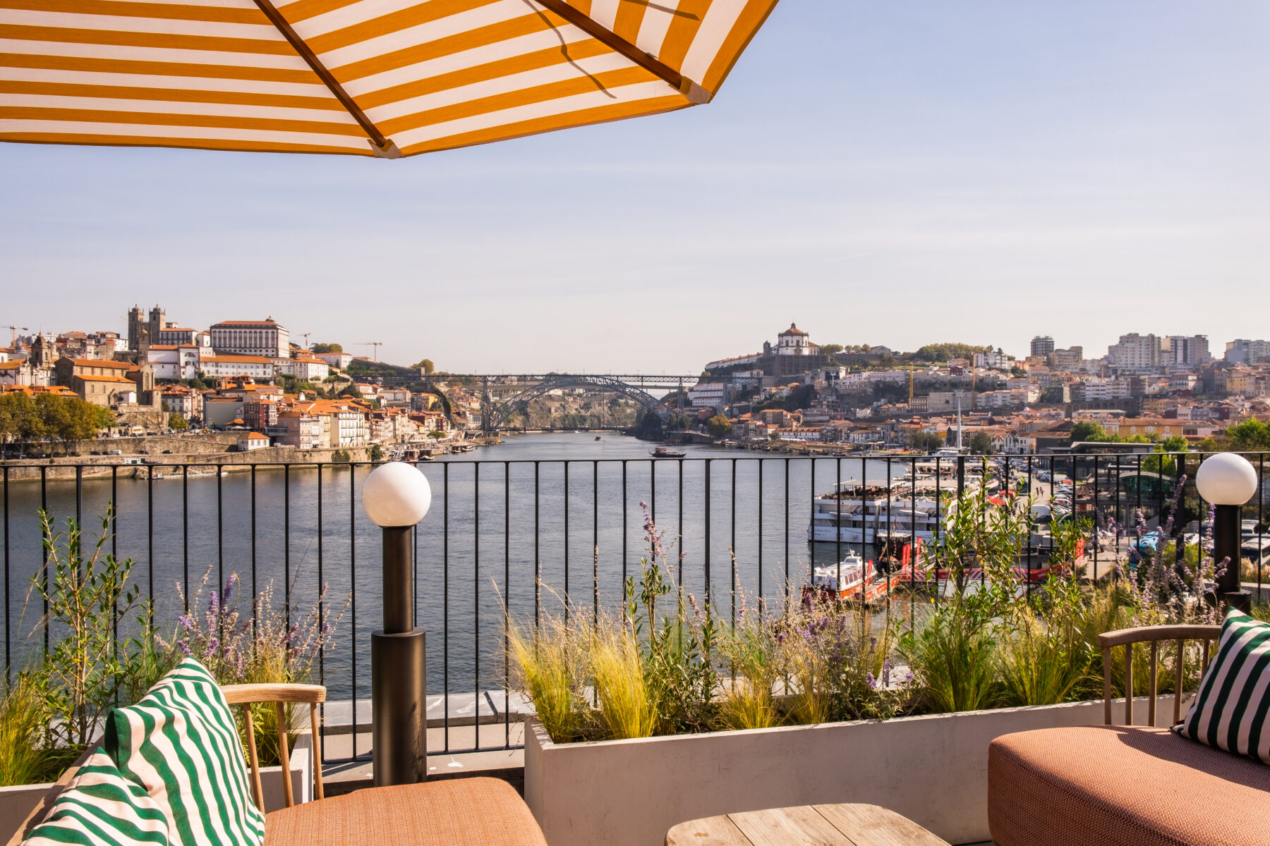 View over Porto and Douro river in Gaia rooftop