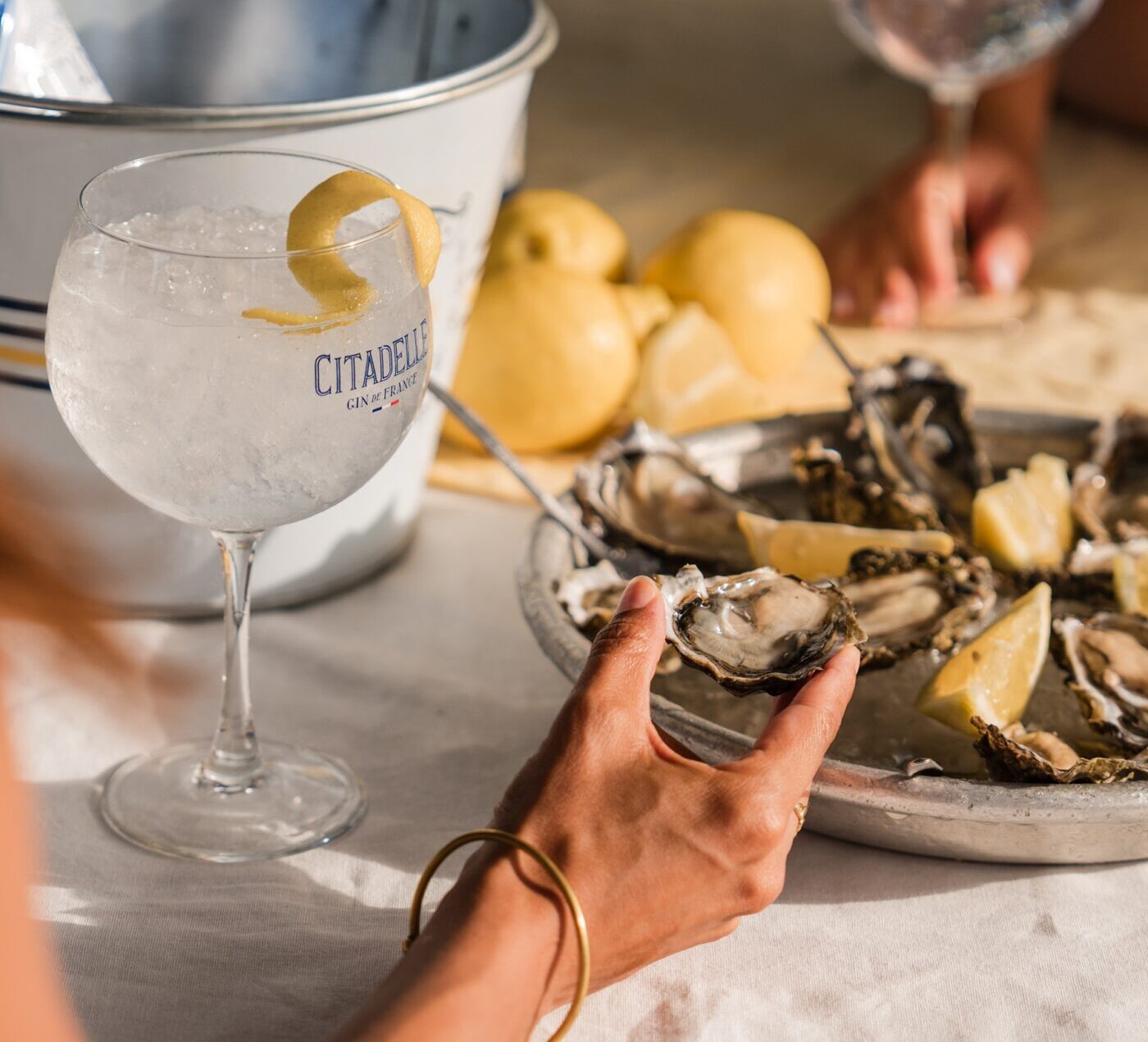 Gin and oysters event at a rooftop in Porto